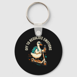 Off To Regulate Emotions Funny Goose Scooter Menta Keychain