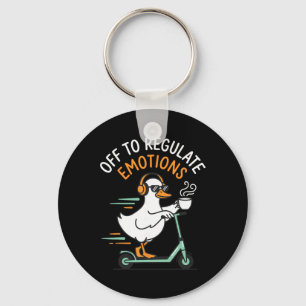 Off To Regulate Emotions Funny Goose Scooter Menta Keychain