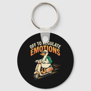 Off To Regulate Emotions Funny Goose Scooter Menta Keychain