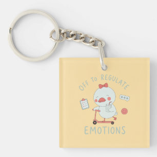 Off To Regulate Emotions Funny Therapy Duck Keychain
