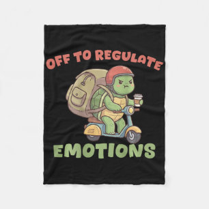 Off To Regulate Emotions Funny Turtle Scooter Humo Fleece Blanket
