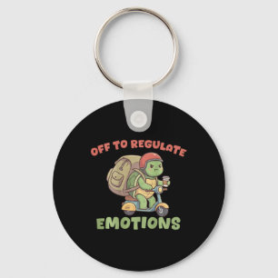 Off To Regulate Emotions Funny Turtle Scooter Humo Keychain