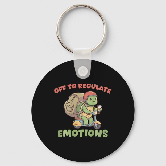 Off To Regulate Emotions Funny Turtle Scooter Humo Keychain (Front)