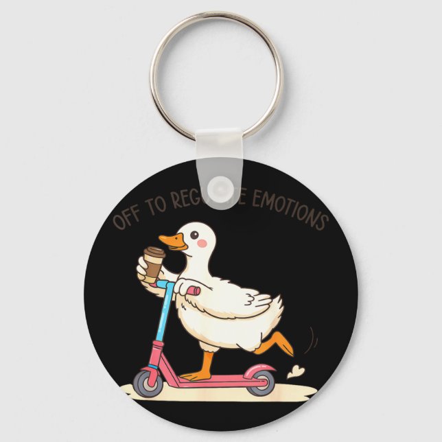 Off to regulate emotions goose funny mental health keychain (Front)