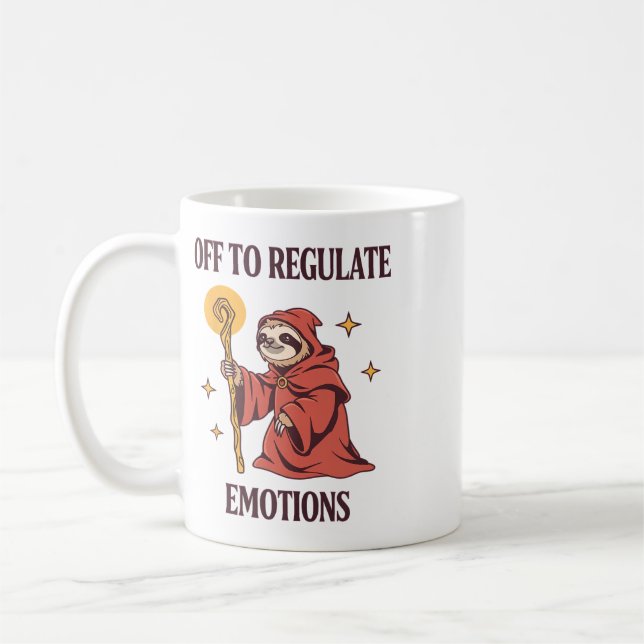 Off To Regulate Emotions Sloth Psychology Humour  Coffee Mug (Left)