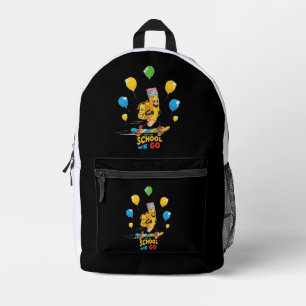 Off To School We Go Cute Cartoon Pencil on Skate Printed Backpack