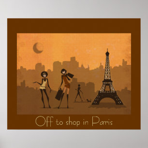 off to shop in Paris Poster
