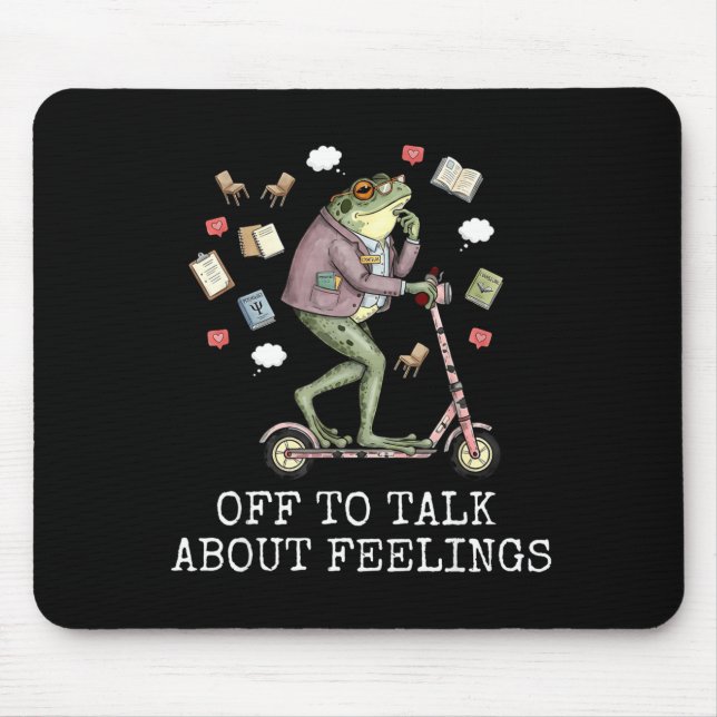 Off to talk about feeling funny frog counselorOff  Mouse Pad (Front)