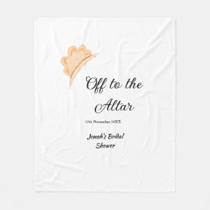 Off to the altar orange cap hat bridal shower name fleece blanket
