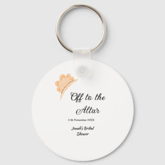 Off to the altar orange cap hat bridal shower name keychain