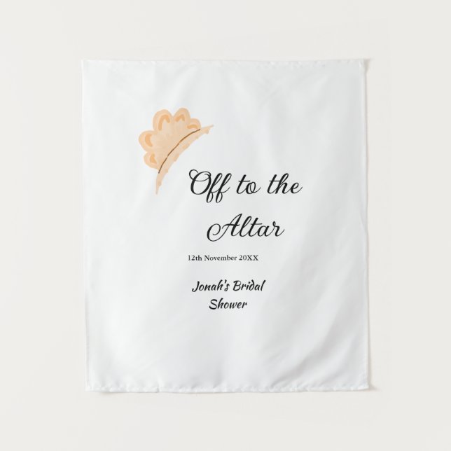 Off to the altar orange cap hat bridal shower name tapestry (Front)