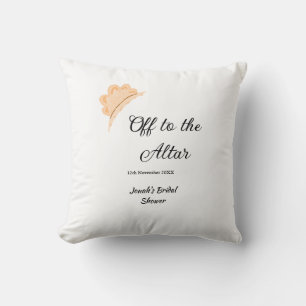 Off to the altar orange cap hat bridal shower name throw pillow