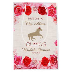 Off to the Altar Red Roses Bridal Shower Medium Gift Bag