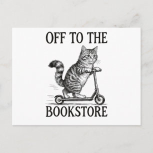 Off to The Bookstore Reading Bookworm Holiday Postcard