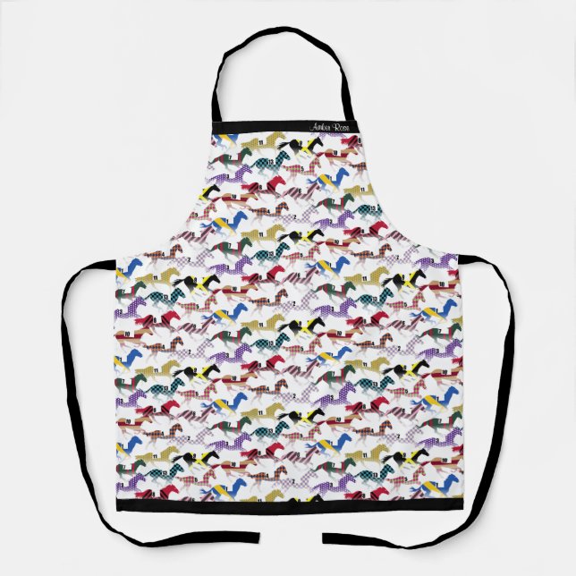 Off to the Horse Races Jockey Silk Pattern Apron (Front)