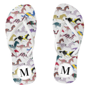 Off to the Horse Races Jockey Silk Pattern Flip Flops