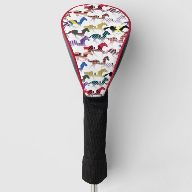 Off to the Horse Races Jockey Silk Pattern Golf Head Cover (Front)