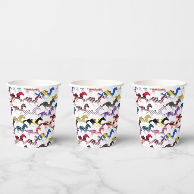 Off to the Horse Races Jockey Silk Pattern Paper Cups (Multi)