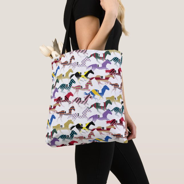 Off to the Horse Races Jockey Silk Pattern Tote Bag (Close Up)