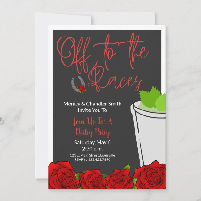 Off to the Races Horse Racing Party Roses Derby Invitation (Front)
