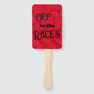 Off to the Races Red Floral Hand Fan