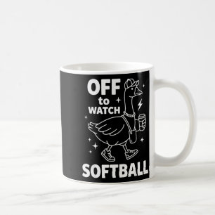Off to watch softball funny softball goose game coffee mug