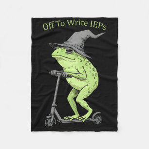Off To Write Ieps Funny Frog Teacher School Psycho Fleece Blanket