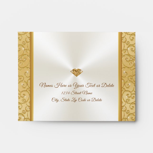 Off White and Gold Wedding Envelopes, Many Sizes Envelope (Front)