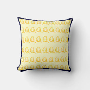 Off white and mustard yellow CATS modern  pillow