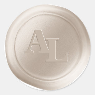 Off White Beige Wax Seal Monogram Wedding Stickers