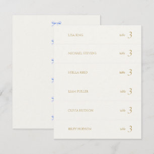 Off White   Blue Ribbon Place Name Escort Card