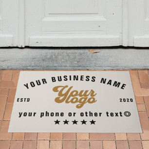 Off white Business logo Company name Branded Doormat