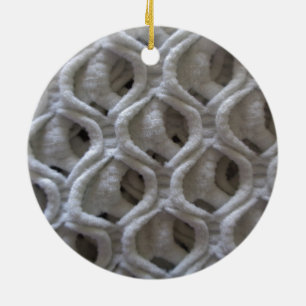 Off-White Coloured Crochet Fabric Look Ceramic Ornament