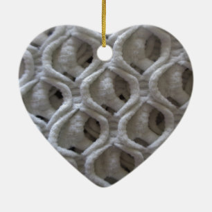 Off-White Coloured Crochet Fabric Look Ceramic Ornament