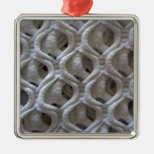 Off-White Coloured Crochet Fabric Look Metal Ornament