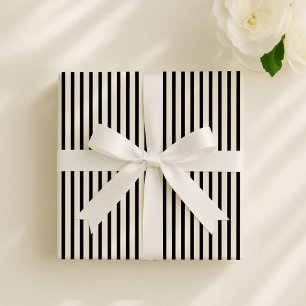 Off-white, dark grey elegant striped  wrapping paper