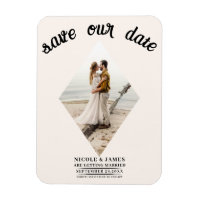 Off White Diamond Photo Wedding Save the Date