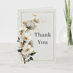 Off White Floral & Outline Thank You Card