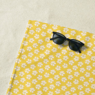 Off-White Floral Pattern Bright Yellow Beach Towel