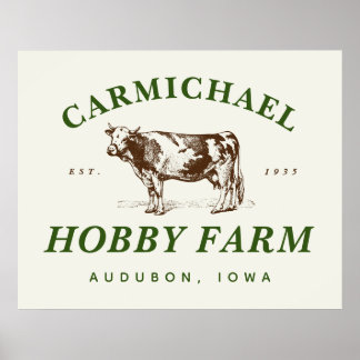 Off-White Green Brown Vintage Farmhouse Style Poster