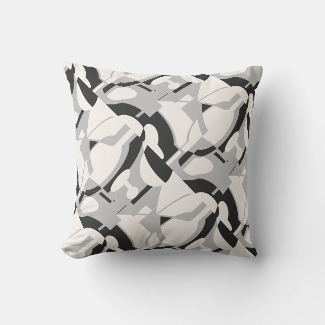 Off-white Grey Black Diagonal Abstract Art Print Throw Pillow (Front)