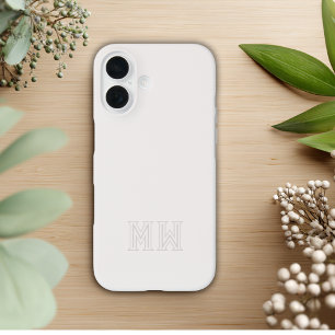 Off White Grey Initials Monogram Simple Minimal iPhone 16 Case