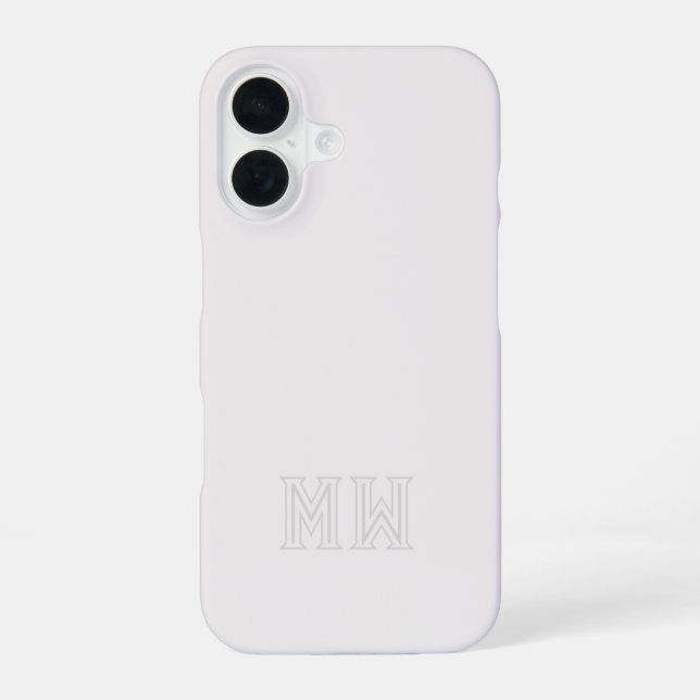 Off White Grey Initials Monogram Simple Minimal  iPhone 16 Case (Back)