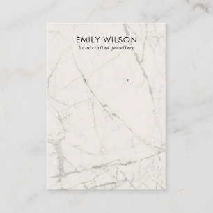 OFF WHITE GREY MARBLE TEXTURE STUD EARRING DISPLAY BUSINESS CARD