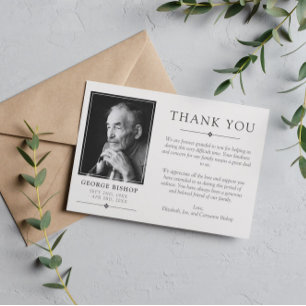 Off-White Grey Minimalist Photo Sympathy Thank You Card