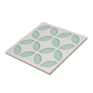 Off-White Grey Seafoam Green Ethnic Mosaic Art Tile