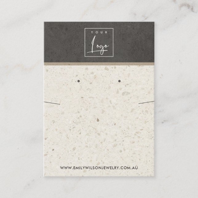 OFF WHITE GREY TERRAZZO NECKLACE EARRING DISPLAY BUSINESS CARD (Front)