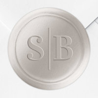 Off-White Ivory Wax Seal Wedding Monogram Sticker
