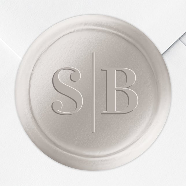 Off-White Ivory Wax Seal Wedding Monogram Sticker (Creator Uploaded)
