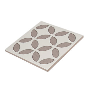 Off-White Mauve Taupe Grey Ethnic Mosaic Art Tile